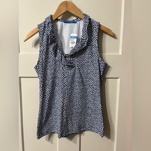 J. McLaughlin Sleeveless Durham Breathable Top Navy Blue White Arno NWT
